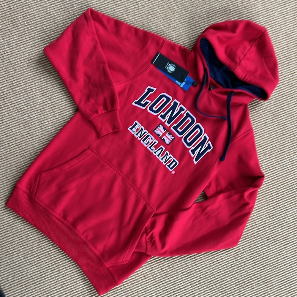 NWT Red London England Hoodie Sweatshirt
